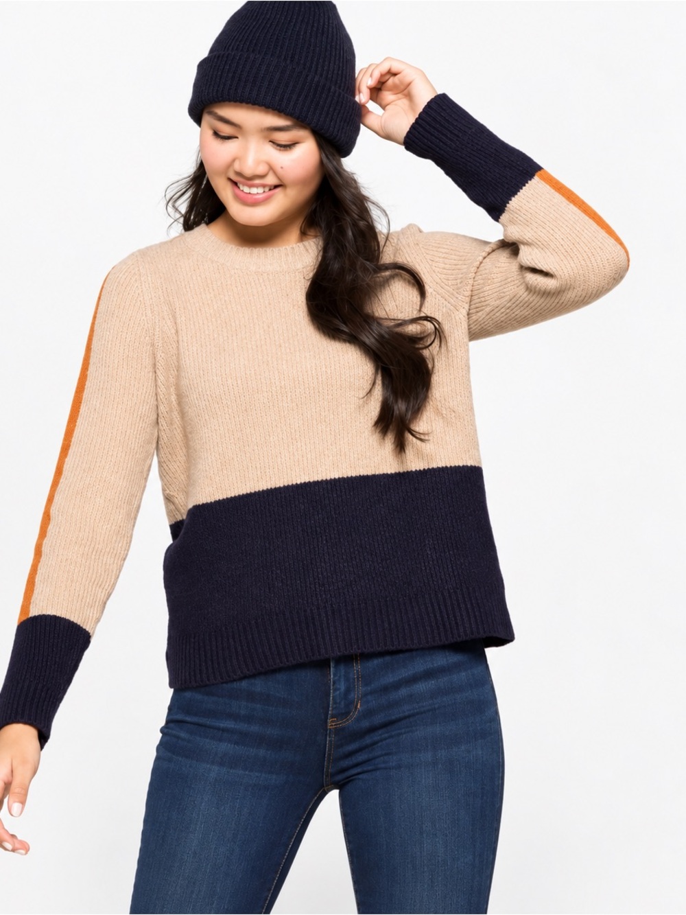 Pinque Stitch Fix Zora Ribbed Long Sleeve Colorblock Pullover Sweater NWT
